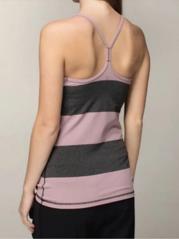 Lululemon Striped Spaghetti Strap Tank Top in Mauve and Charcoal - Image 2