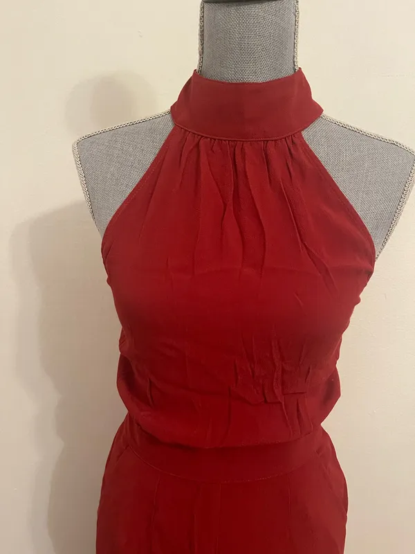 Flynn Skye Brick Red High Neck Halter Jumpsuit. Size Small - Image 3