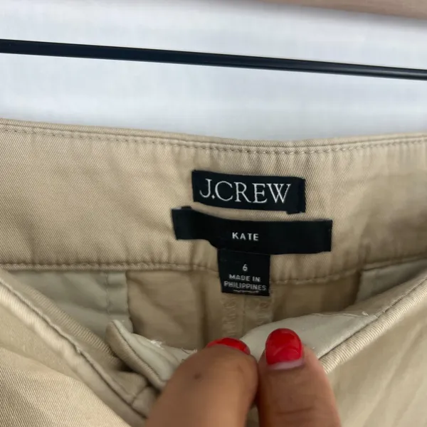 J.Crew Kate Dress Pants‎ Women 6 Beige Cotton Mid Rise Formal Straight Leg - Image 7