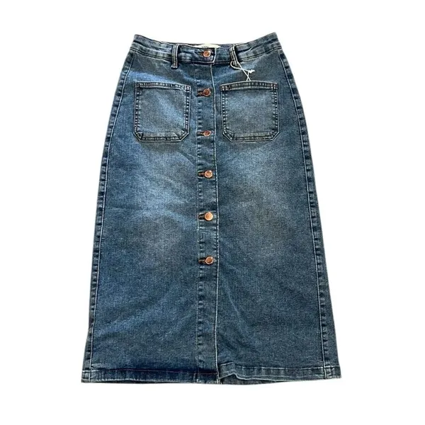 LoveGen Midi Jeans Skirt(Size 26) Blue - Image 4