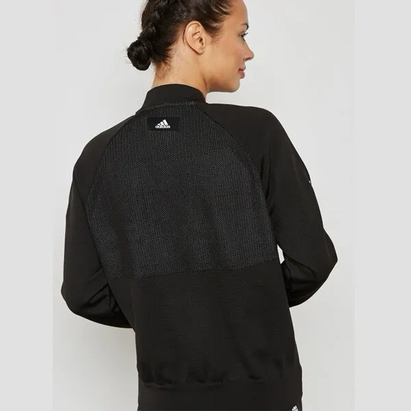 Women’s Black Zip-Front Track Jacket with‎ Stripe Sleeve XS - Image 2