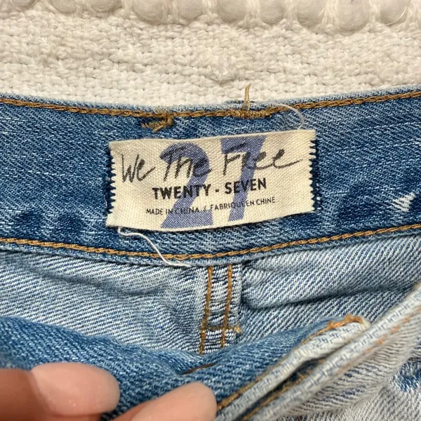 We The Free Free People Distressed Denim Shorts Light Wash Button Fly Size 27 - Image 6