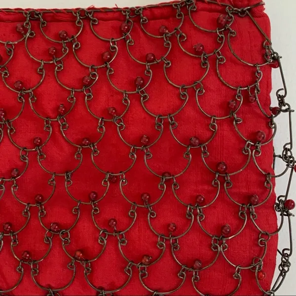 Eye Ful Bag Handbag Purse Red Metal Beaded Party Dressy Small Handbag NEW - Image 7