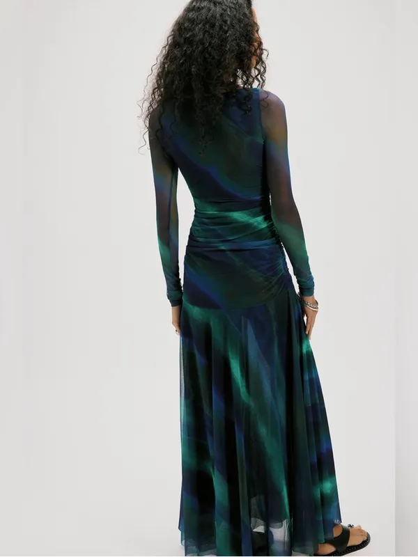Free People Sunnei Mesh Maxi Dress in Deep Ocean Combo XS - Image 6