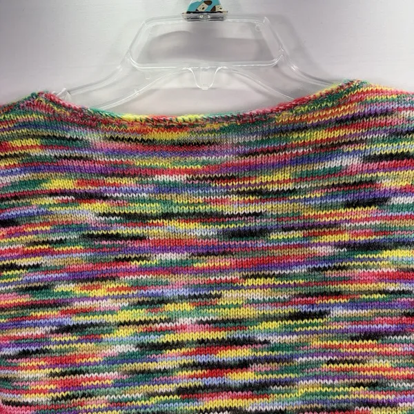 Womens Knit Bright Multicolor Pullover‎ Sweater Crew Neck Small - Image 3
