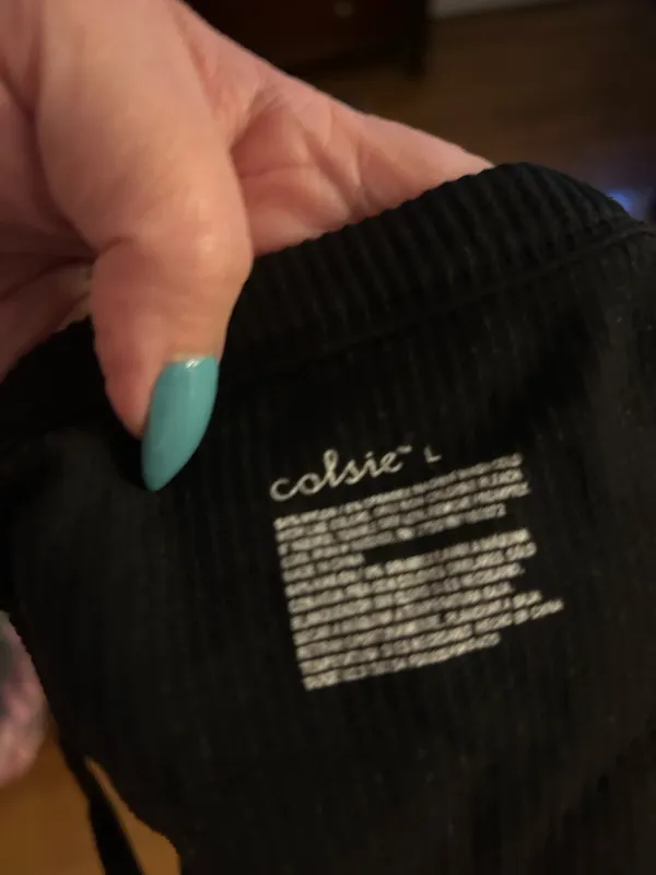 Colsie Black Crop Ribbed Tank/Bralette Size L - Image 3