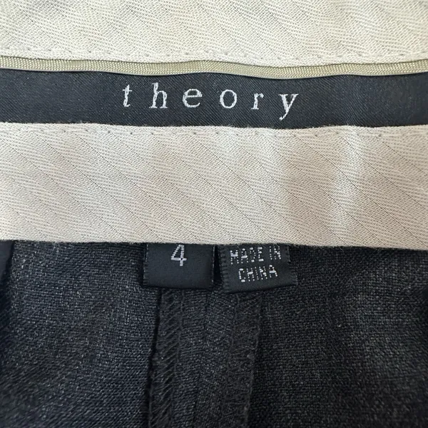 Theory Max C Trousers Womens 4 Charcoal Wool Blend Flare Mid Rise Professional - Image 6