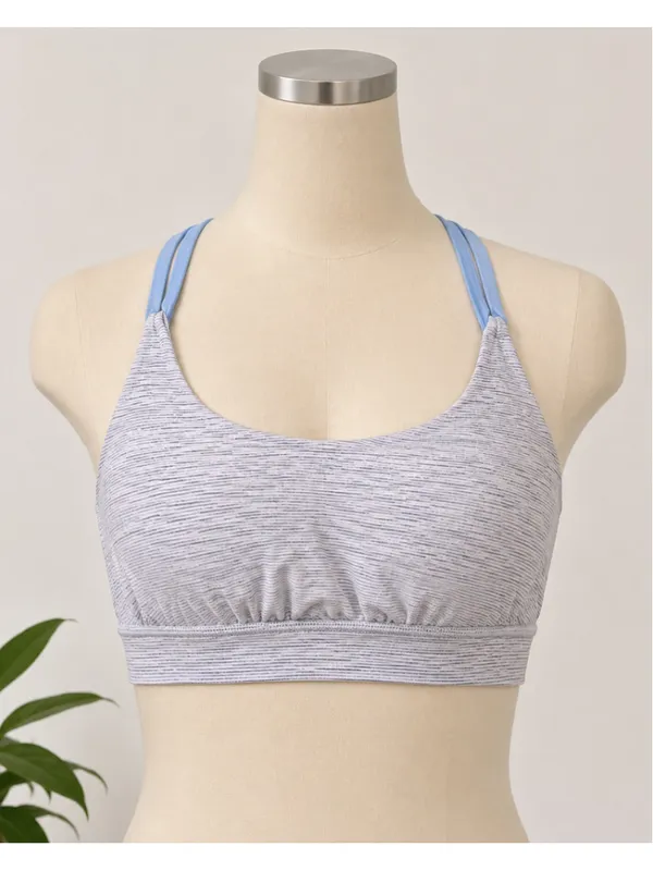 Lululemon Sports Bra Women’s Size 8 Gray Blue‎ Striped Criss Cross Straps - Image 8