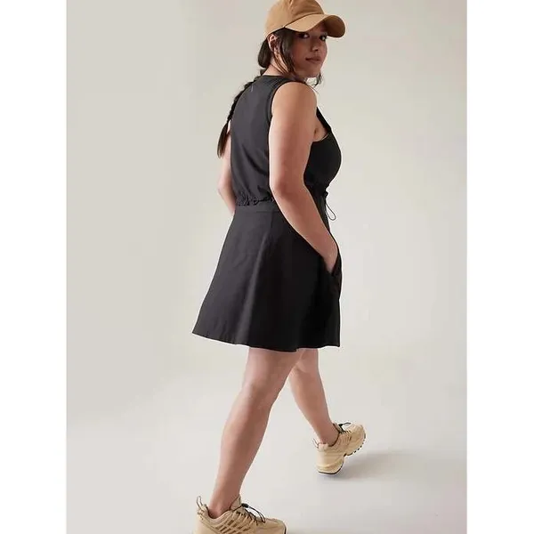 Athleta Dress Venture Out 12 Black Athletic Hiking Zip Front Built-in Shorts - Image 2