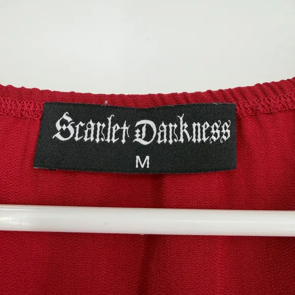Scarlet Darkness Maxi Dress Women M Red Excellent Lace Up Gothic Victorian Ruche - Image 5