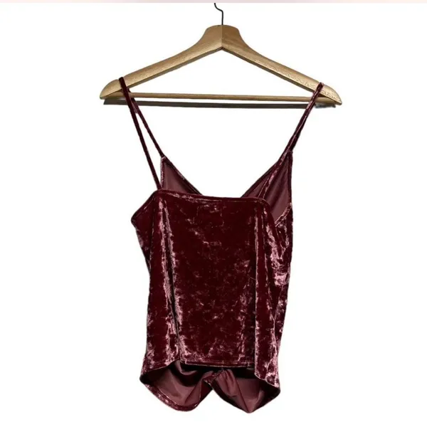 NWOT Urban Outfitters Pink Velvet Velour Ruched Crop Top Sz M - Image 2