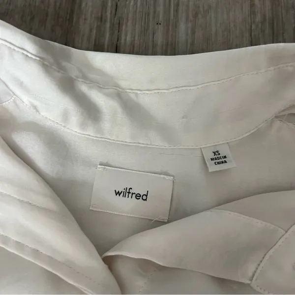Wilfred Aritzia Silky Pearl Color Button Up Blouse Business Casual Office XS - Image 3