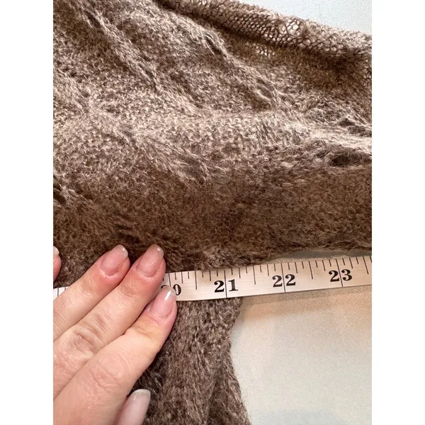 Womens Chocolate Brown M Cozy Knit‎ Pullover Sweater Wool Mohair Minimalist Soft - Image 4