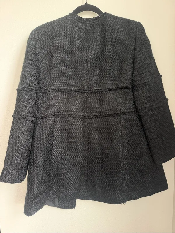 LOFT Black Textured Open-Front Coat Blazer - Image 2