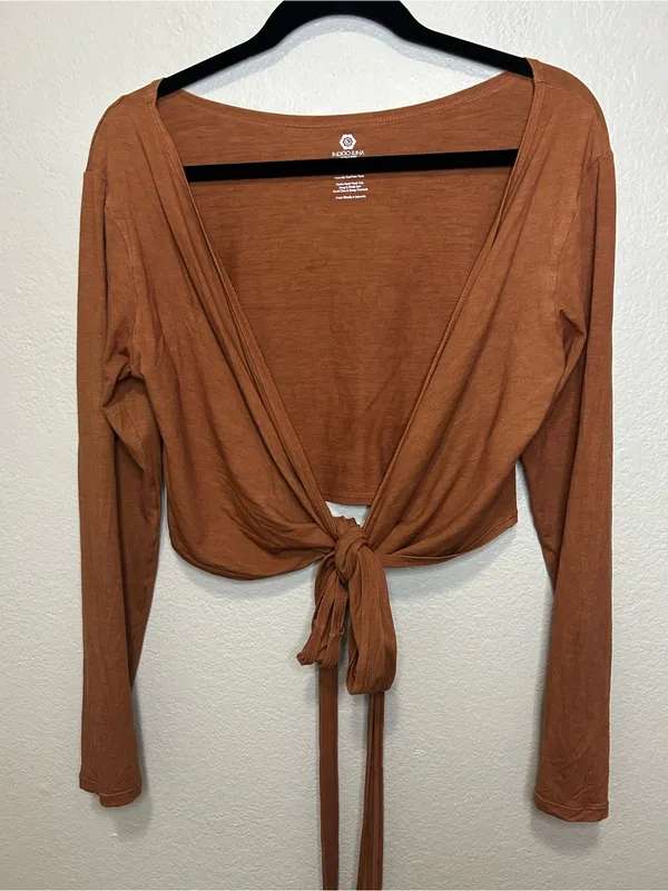 Indigo Luna Agni Wrap Top Medium Plant Viscose Yoga Ballet Boho Brown - Image 2