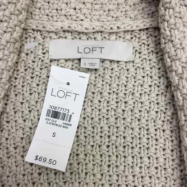 LOFT Womens Sweater Size Small Gold Sparkle Beige Silver Cardigan Ann Taylor NEW - Image 5