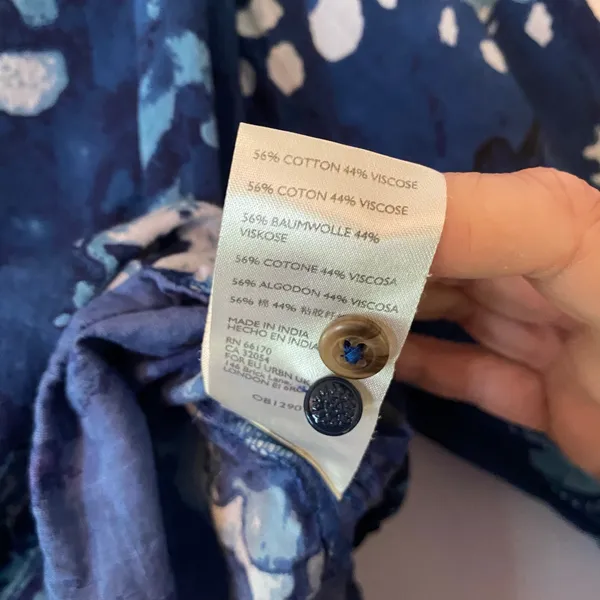 Pilcro Anthropologie Blue Floral Boho Button Down Blouse Cotton Women's size XS - Image 10