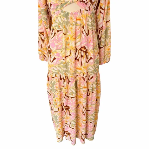 ROXY On Holiday Long-Sleeve Maxi Dress Twist‎ Front with Cutout, XS - Image 8