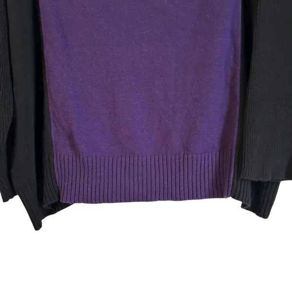 Lauren Ralph Lauren Women 1X Knit Hoodie Purple Black Kangaroo Pocket Boho - Image 4