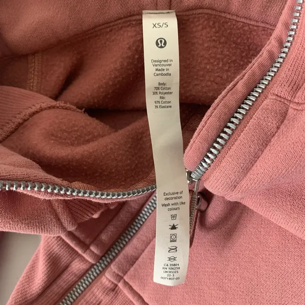 Lululemon Scuba Oversized Full Zip Hoodie Sweatshirt Brier Rose Pink Sz XS/S - Image 9