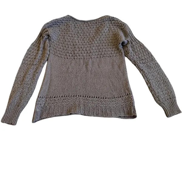 Free People Chunky Pullover V-Neck Sweater Neutral Brown Wool Stretch Size Large - Image 7