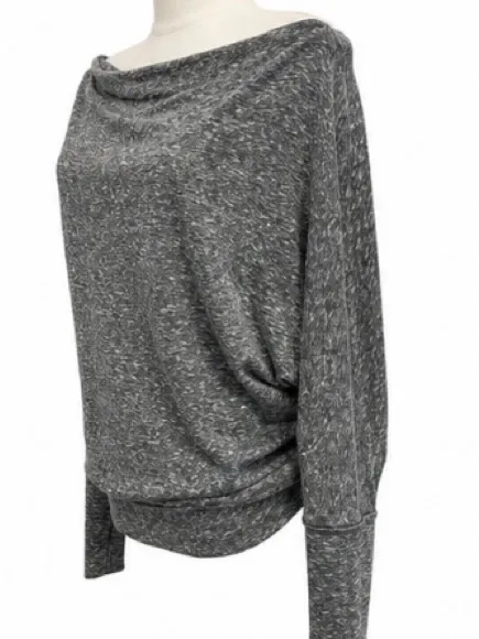 We The Free Gray Marled Off-Shoulder Dolman Top — Size Medium - Image 2