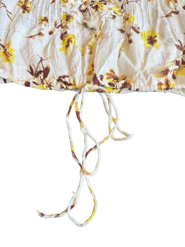 Free People One Naya Floral Crop Top Shirt Blouse Gauze Stretch Size Large - Image 6