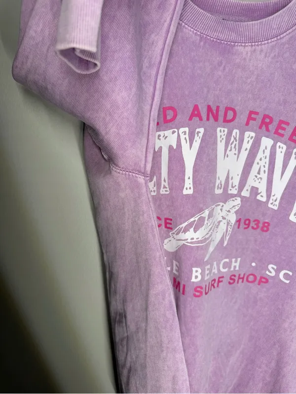 Tsunami Surf Shop Sea‎ Turtle Myrtle Beach Graphic Crewneck Sweatshirt Coastal - Image 3
