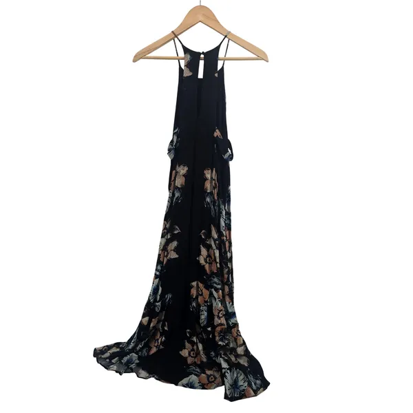 Free People Dress Womens S First Kiss Maxi Black Floral Halter EUC - Image 3
