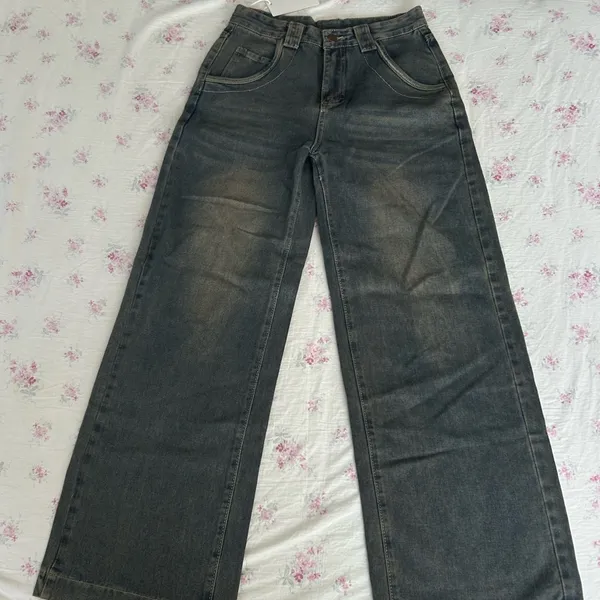 Acubi vintage wash look wide leg high waisted jeans READ DESCRIPTION - Image 2