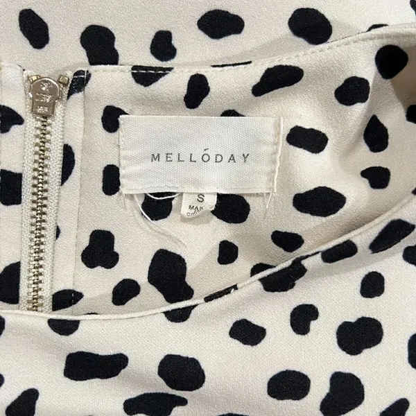 Melloday Polka Dot Cream Blouse Women’s Small - Image 3