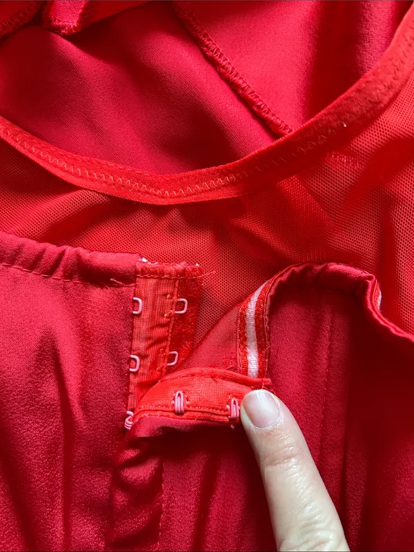 Cotton Candy Red Strapless Satin Crop Bustier Size M - Image 4