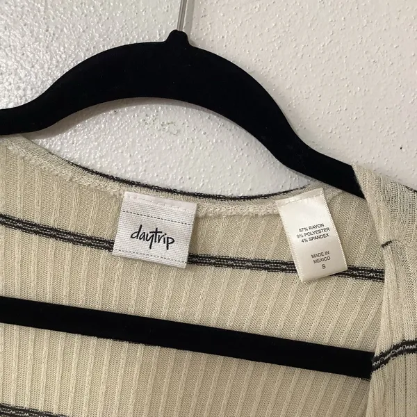 Daytrip Minimalist Chic Cozycore Slouchy‎ Striped Cream Long Open Cardigan Small - Image 5
