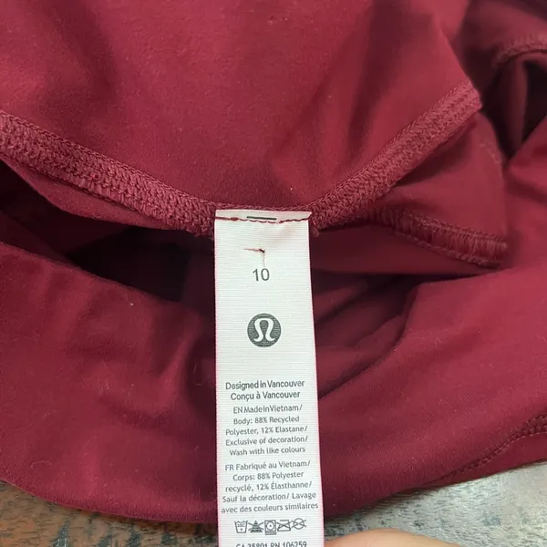 Lululemon Soft Suedey High-Rise Leggings 25” – Burgundy Red – Size 10 - Image 3