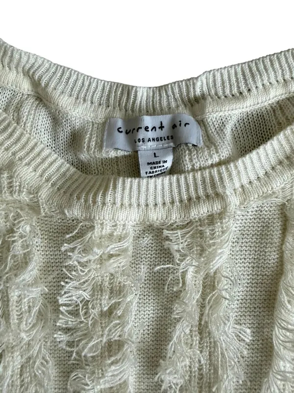CURRENT AIR Ivory Winter White Striped Tank Top Size Large - Image 7
