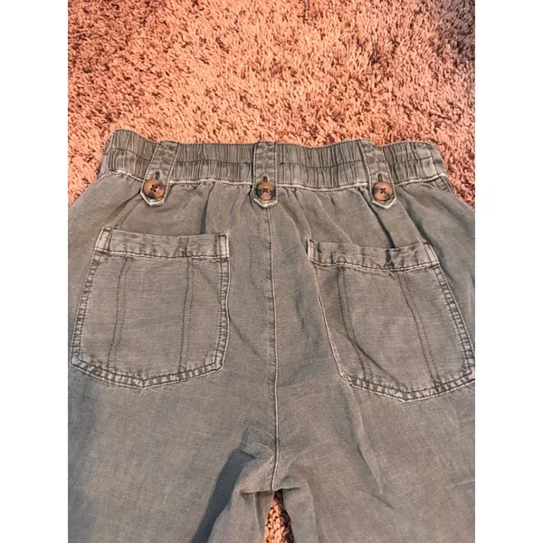Cynthia Rowley Pants Olive Green Linen‎ Blend Wide Leg Cropped Women's Size M - Image 5