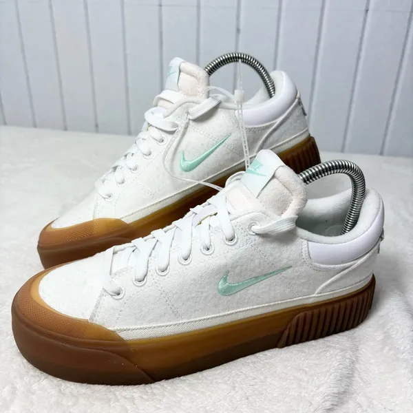 Nike Court Legacy Lift White Sneakers with Gum Soles and Mint Accents Size 8‎ - Image 8
