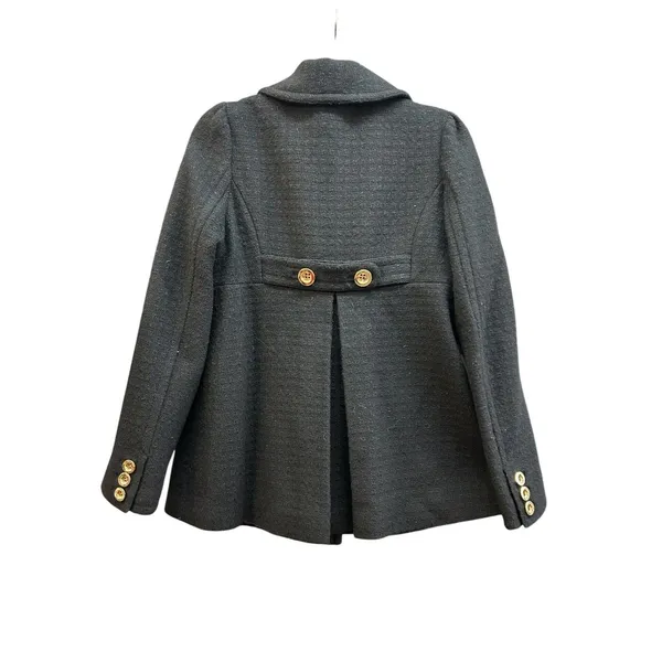 Juicy Couture Black Double-Breasted Wool‎ Blend Peacoat With Gold Buttons - Image 2