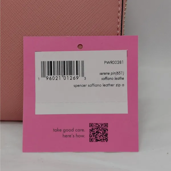 Kate Spade Womens Saffiano Leather Wallet Pink Zip Travel Minimalist Classic - Image 5