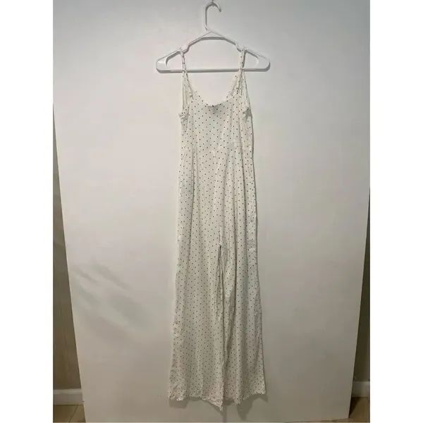 Forever 21 White Polka Dot Wide Leg Jumpsuit Size Small - Image 2
