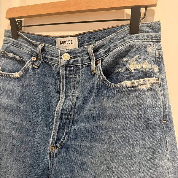 AGOLDE Riley High Rise Straight Crop Jeans Rigid Cotton‎ Denim - Image 11