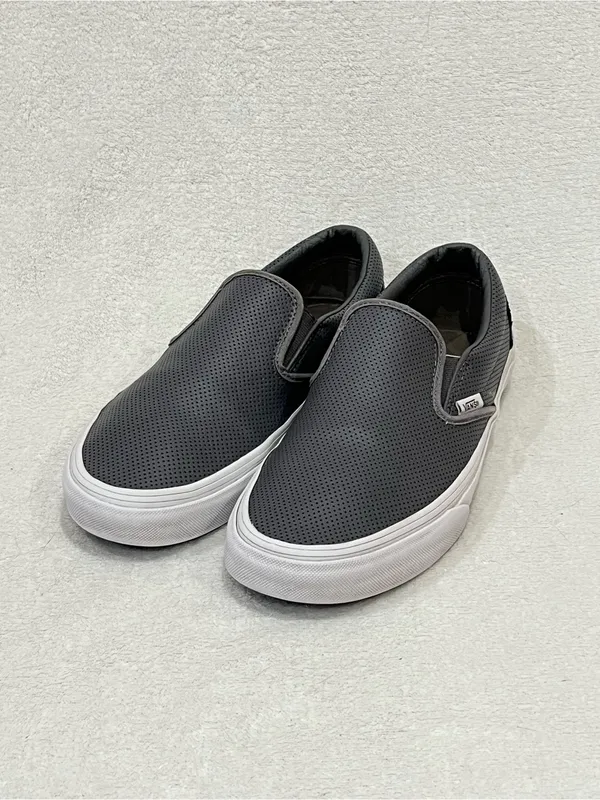 Vans Classic Grey Perf Leather Slip-On in Smoked Pearl Unisex Women’s Size 9.5 - Image 5