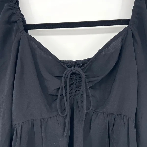 Abercrombie & Fitch Small Black Puff Sleeve Peasant Crop Top EUC Boho Whimsigoth - Image 3