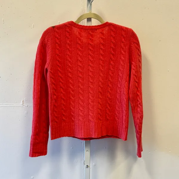 Calypso Christiane Celle 100% Cashmere Cable Knit Crewneck Sweater Coral Pink Sm - Image 2