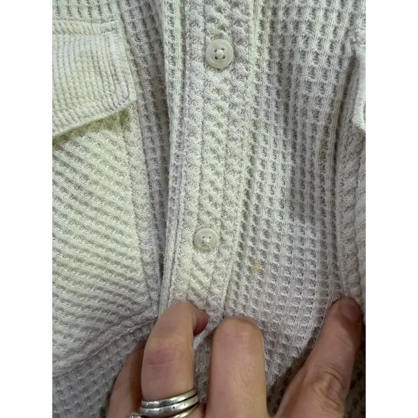 Aerie LumberJane Waffle Shirt Cream Ivory Oversized Button Down Top Medium - Image 7