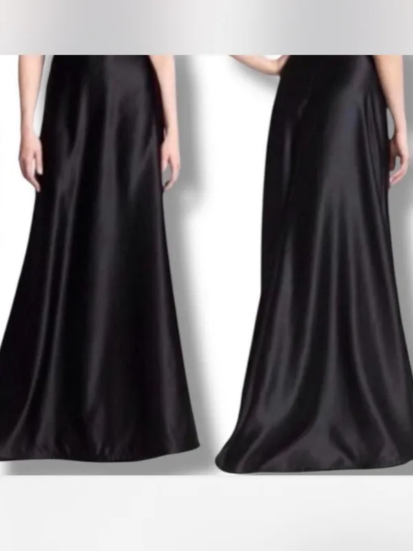 TADASHI SHOJI Black Satin Maxi Skirt - Image 2