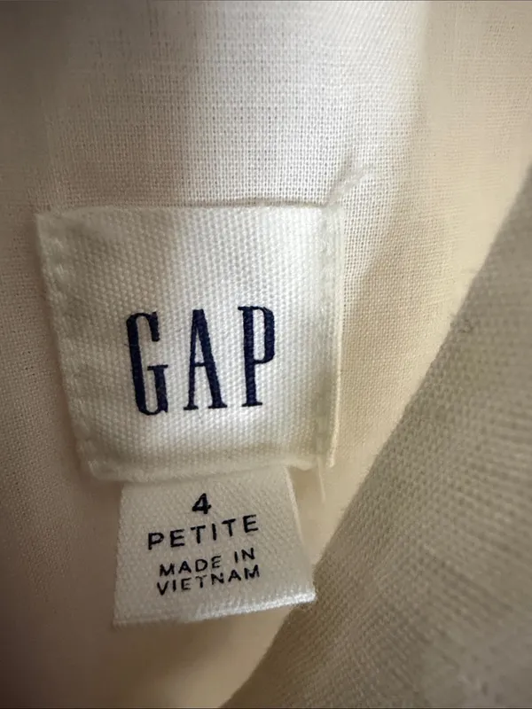 GAP White Sleeveless V-Neck Midi Dress with Front Button Placket - Image 2