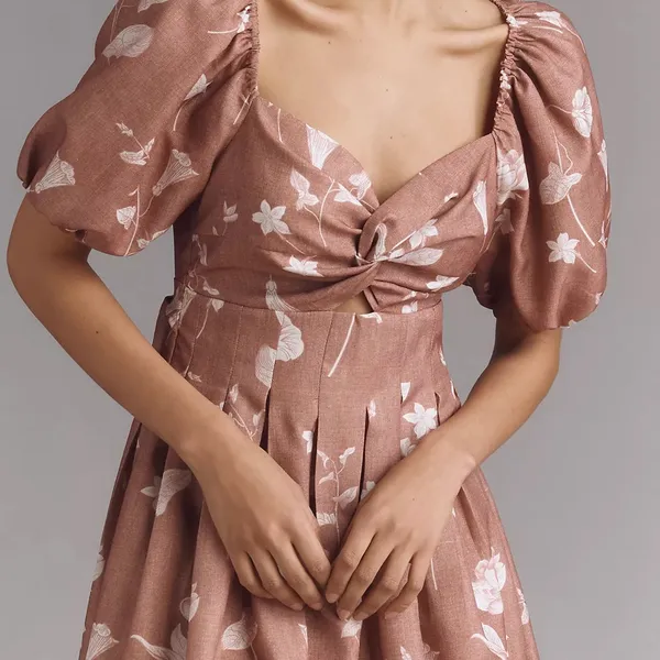 NWT EN SAISON Anthropologie monet puff sleeve square neck midi dress 1X - Image 5