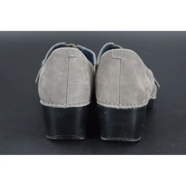 Dansko Leather Clogs Women Size 39 Grey Good Buckle Strap Block Heel Nubuck - Image 8