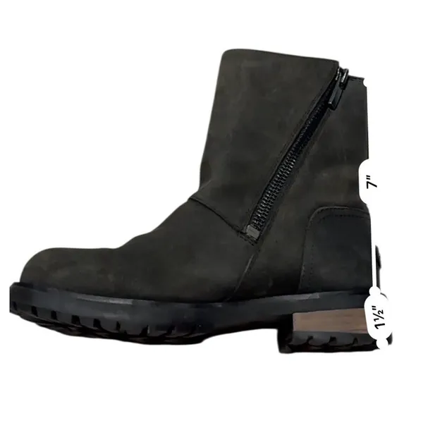 UGG Niels II Black Leather Suede Buckle Biker Boots 1095130 Womens Size 7 - Image 11